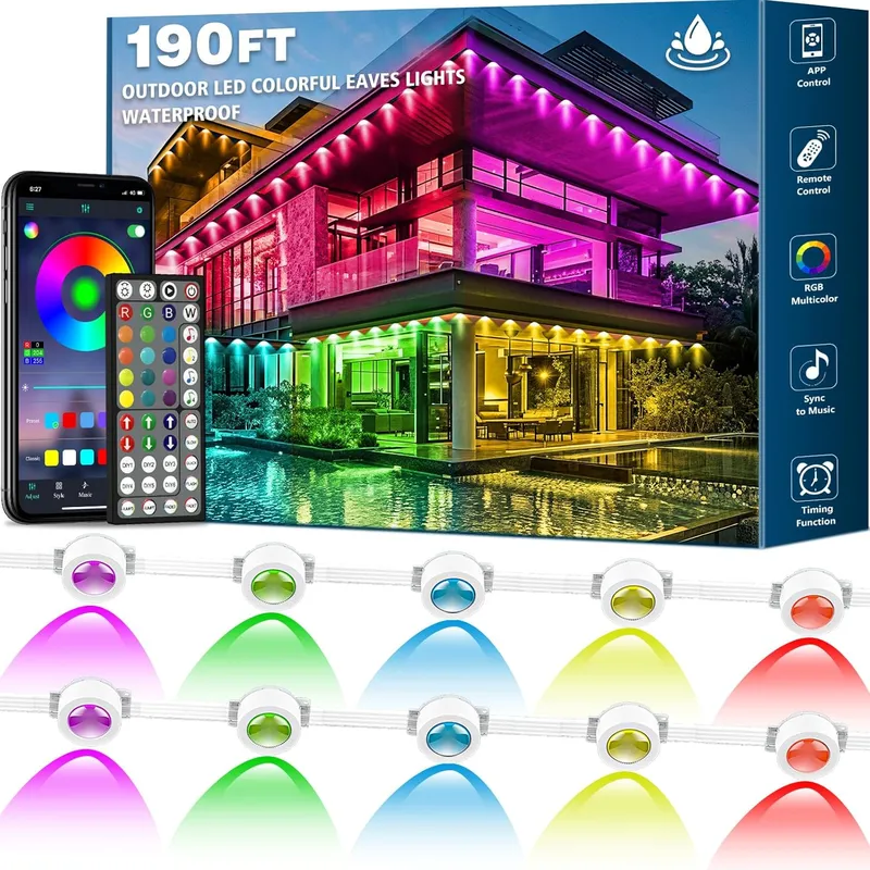 Sinley 190FT Permanent Outdoor RGB Lights